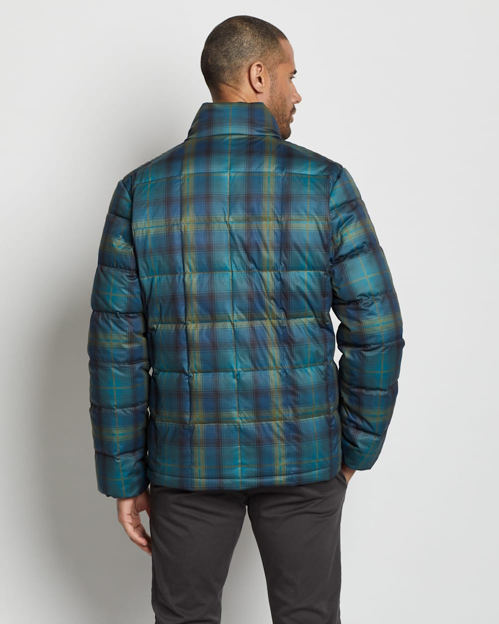 ALTERNATE VIEW OF MEN'S KLAMATH DOWN JACKET IN BLUE/OLIVE PLAID image number 6