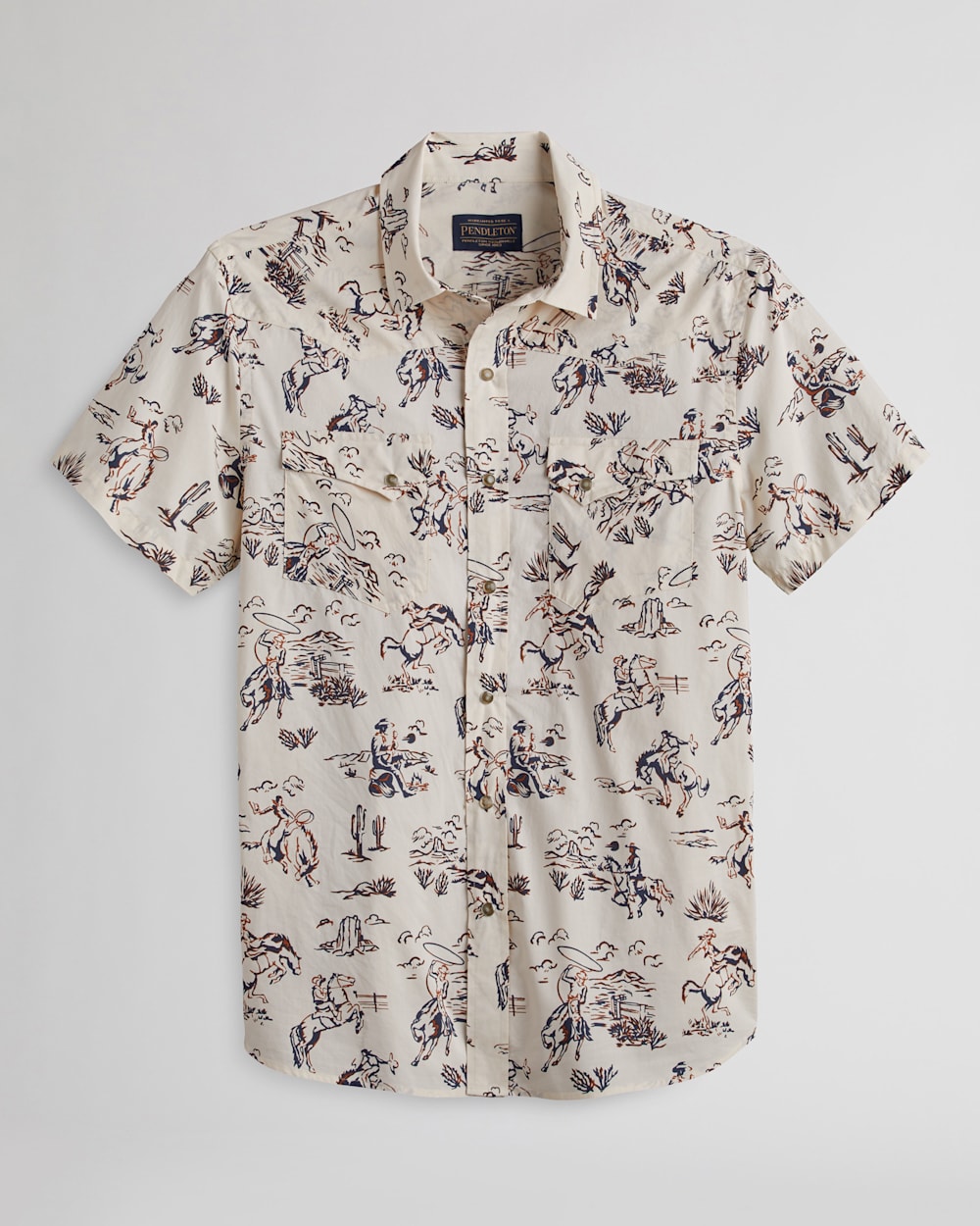 MEN'S SHORT-SLEEVE LARAMIE SNAP-FRONT SHIRT IN IVORY LARIAT image number 1