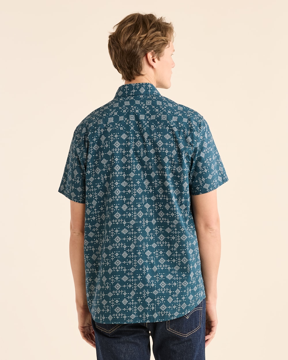 ALTERNATE VIEW OF MEN'S SHORT-SLEEVE LARAMIE SNAP-FRONT SHIRT IN MESILLA BLUE image number 3