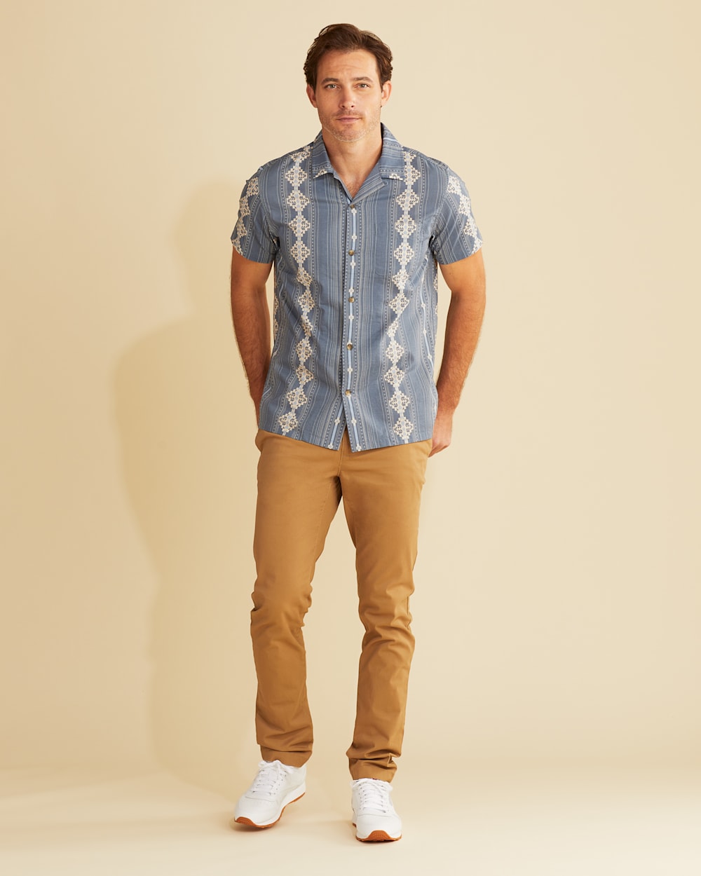 MEN'S SHORT-SLEEVE STRIPE ALOHA SHIRT IN WASHED BLUE image number 1