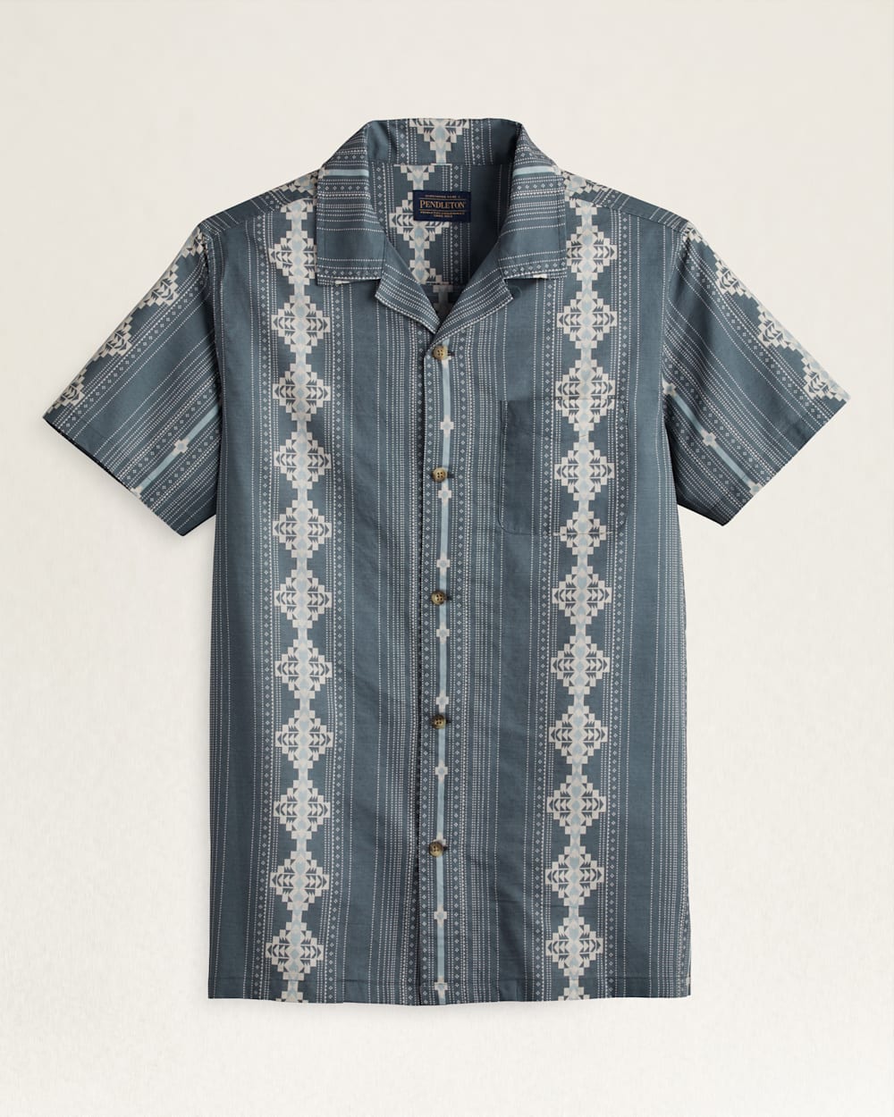 MEN'S SHORT-SLEEVE STRIPE ALOHA SHIRT IN STORM GREEN image number 1