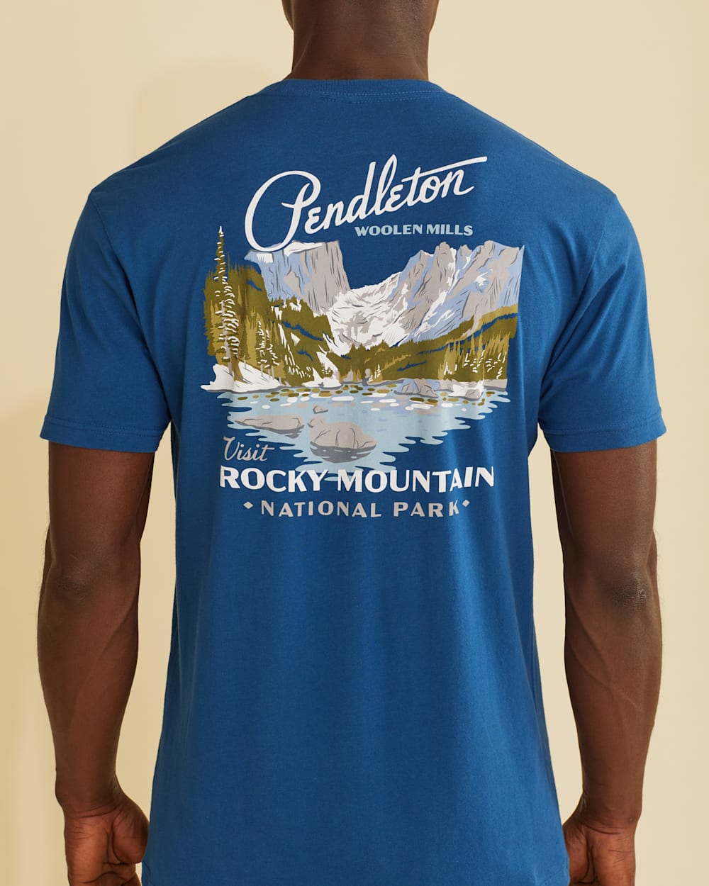 ALTERNATE VIEW OF MEN'S HERITAGE ROCKY MOUNTAIN TEE IN COOL BLUE/WHITE image number 2