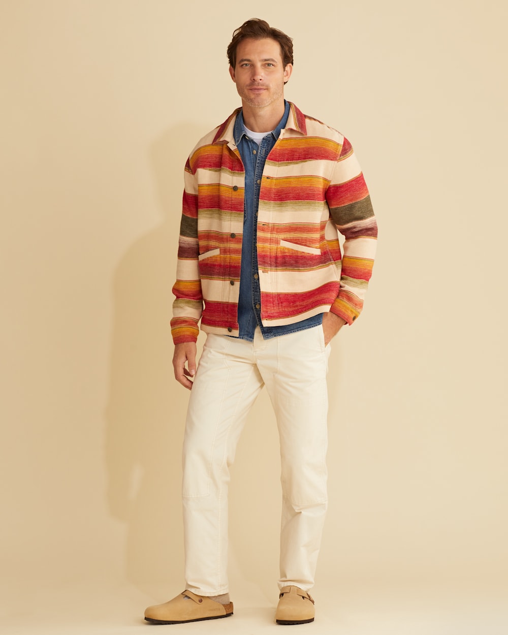 MEN'S DOUBLESOFT TRUCKER JACKET IN SONORA STRIPE image number 1