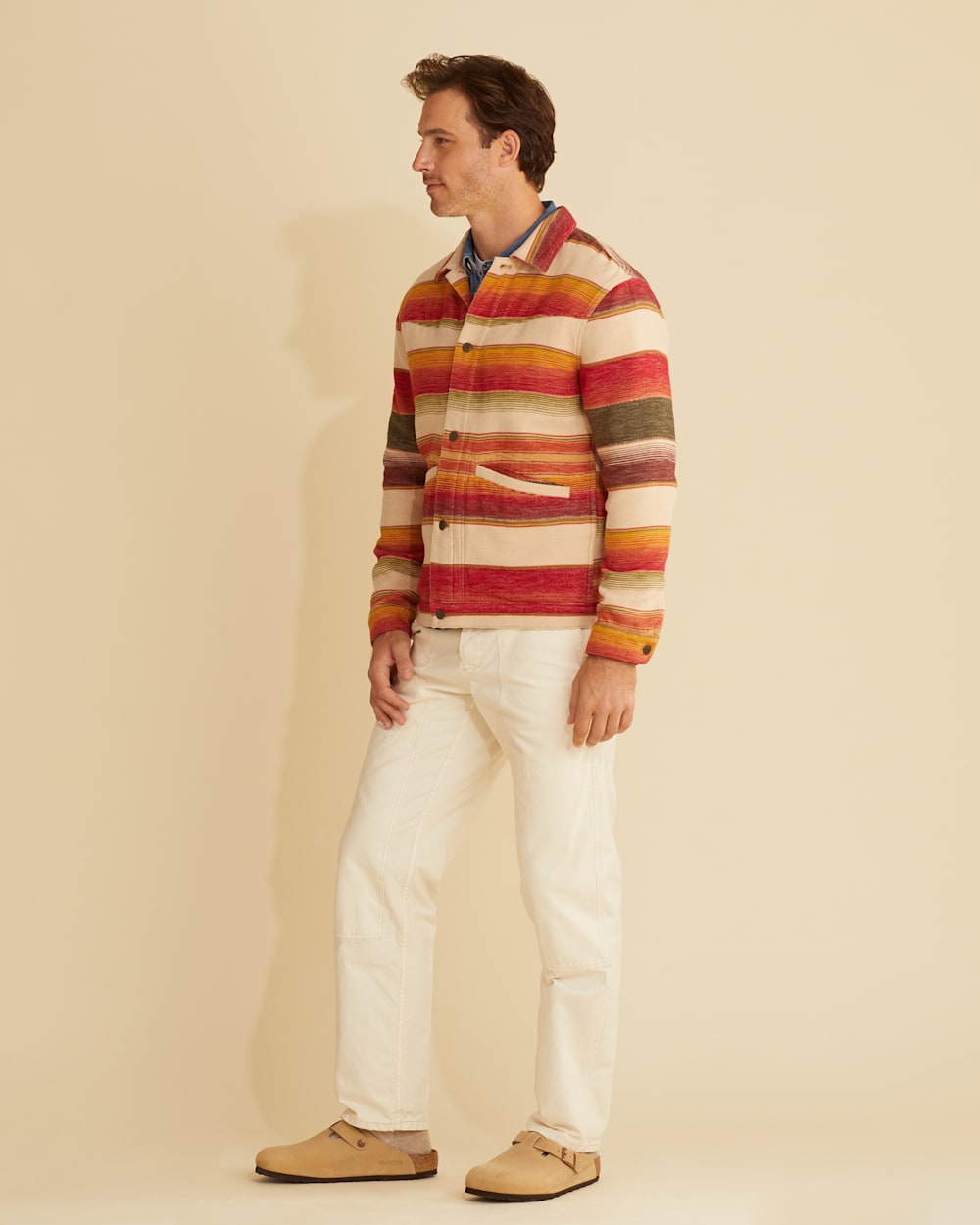 ALTERNATE VIEW OF MEN'S DOUBLESOFT TRUCKER JACKET IN SONORA STRIPE image number 3