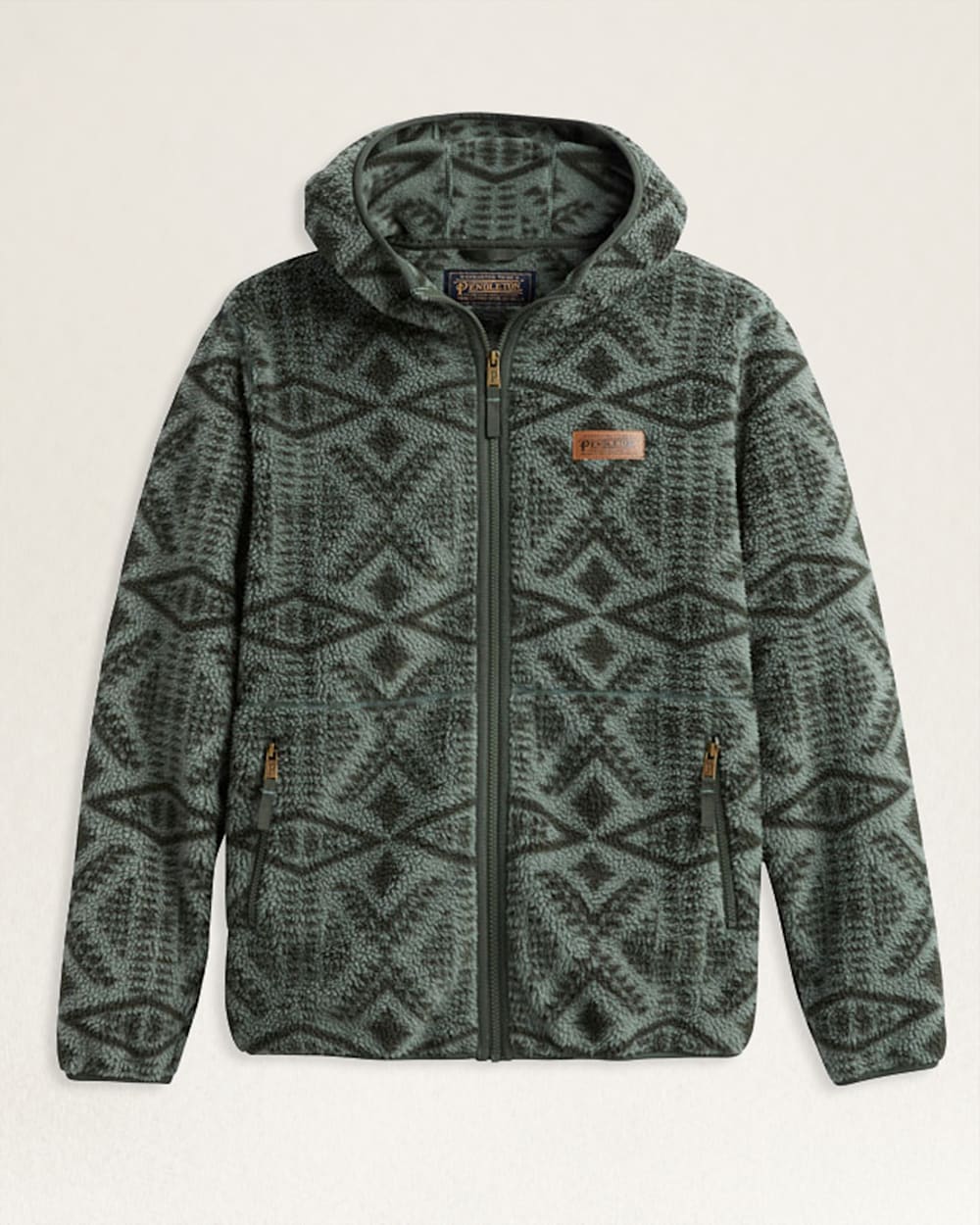 MEN'S FLEECE HOODED JACKET IN MOSS/FOREST DIAMOND RIVER image number 1