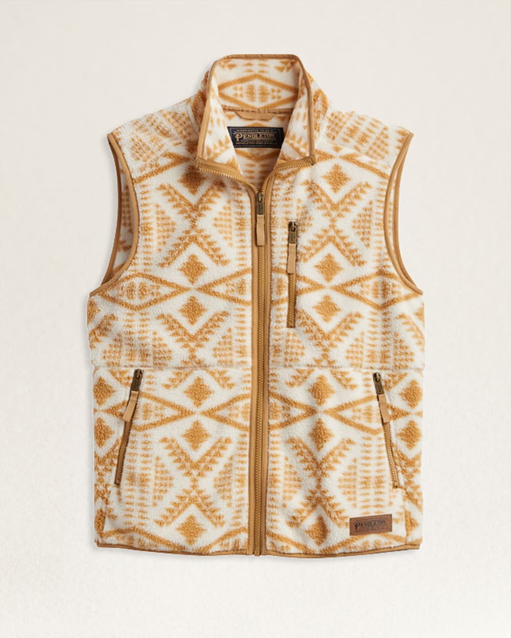UNISEX FLEECE VEST IN NATURAL/CAMEL DIAMOND RIVER image number 1