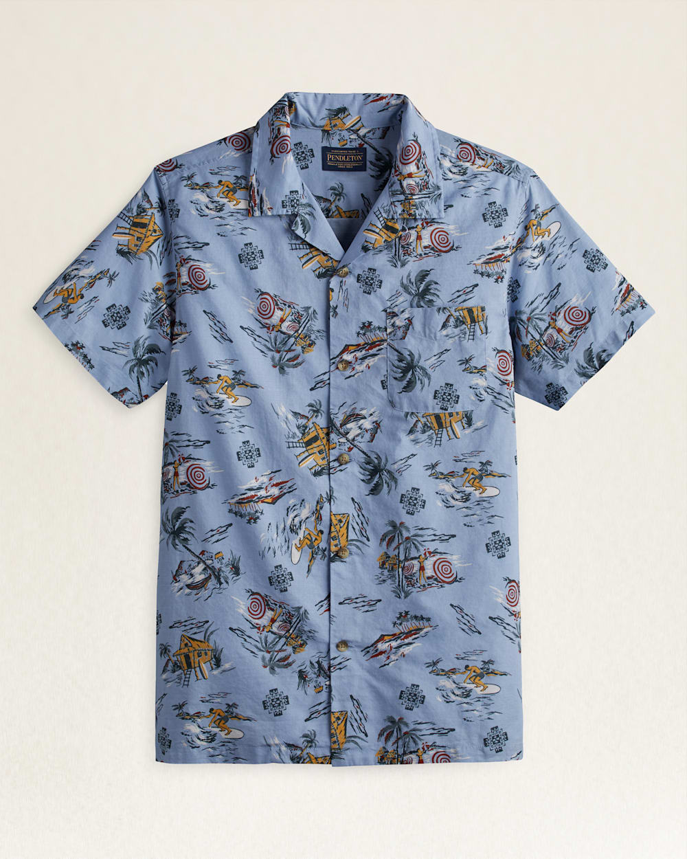 MEN'S SHORT-SLEEVE PALMS ALOHA SHIRT IN BLUE image number 1