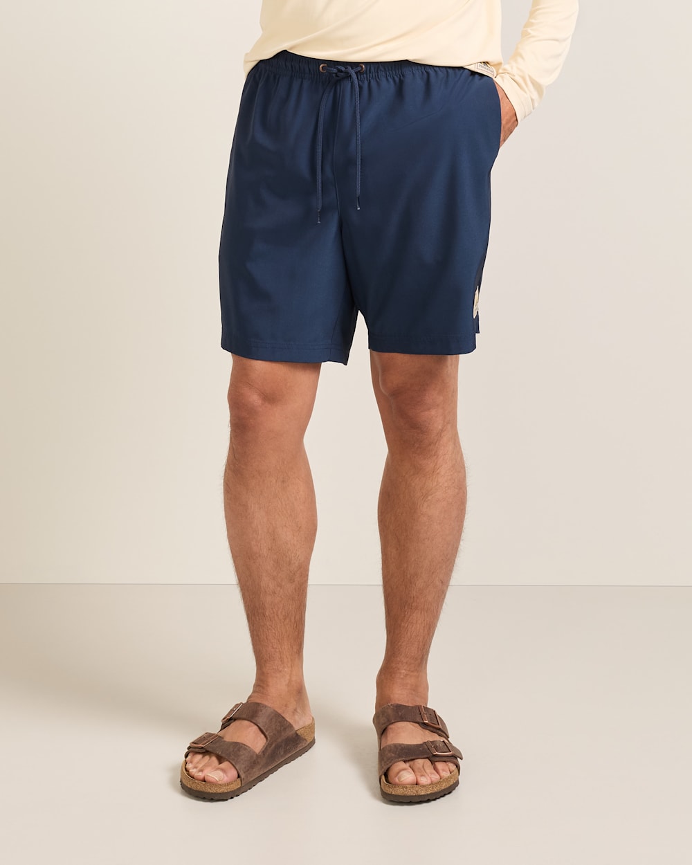 ALTERNATE VIEW OF SALMON FALLS HYDROMORPH SWIM TRUNKS IN DRESS BLUES/SALMON FALLS image number 2