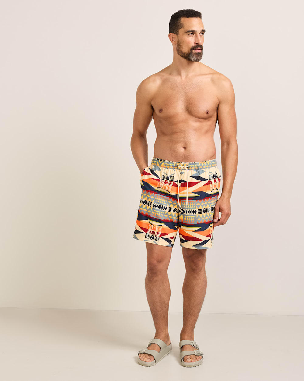 FIRE LEGEND SHORESIDE PACK-N-GO SWIM TRUNKS IN FIRE LEGEND image number 1