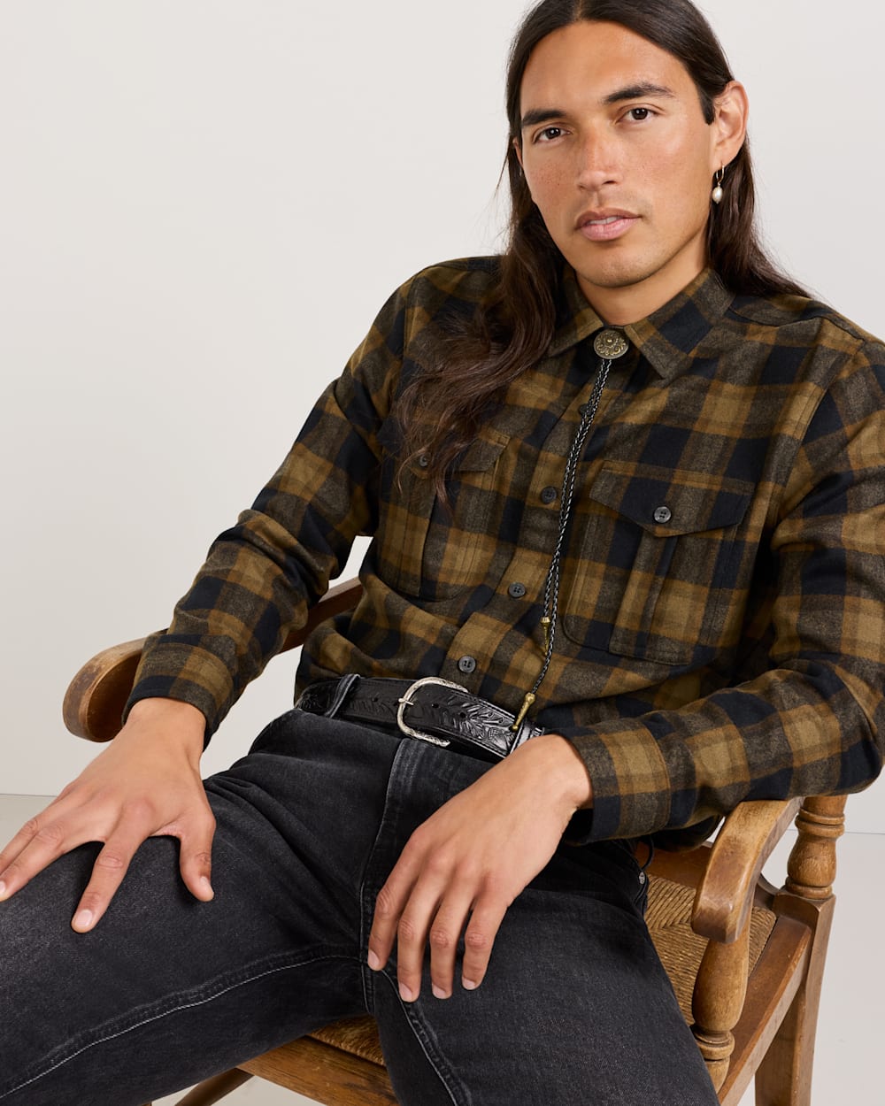 ALTERNATE VIEW OF MEN'S BUFFALO CHECK SCOUT SHIRT IN OLIVE/BLACK CHECK image number 6