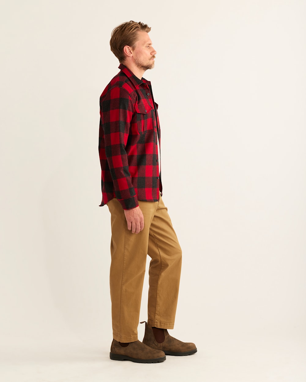 ALTERNATE VIEW OF MEN'S SCOUT SHIRT IN RED/OXFORD BUFFALO CHECK image number 2