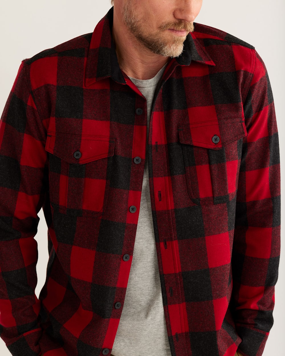 ALTERNATE VIEW OF MEN'S SCOUT SHIRT IN RED/OXFORD BUFFALO CHECK image number 4