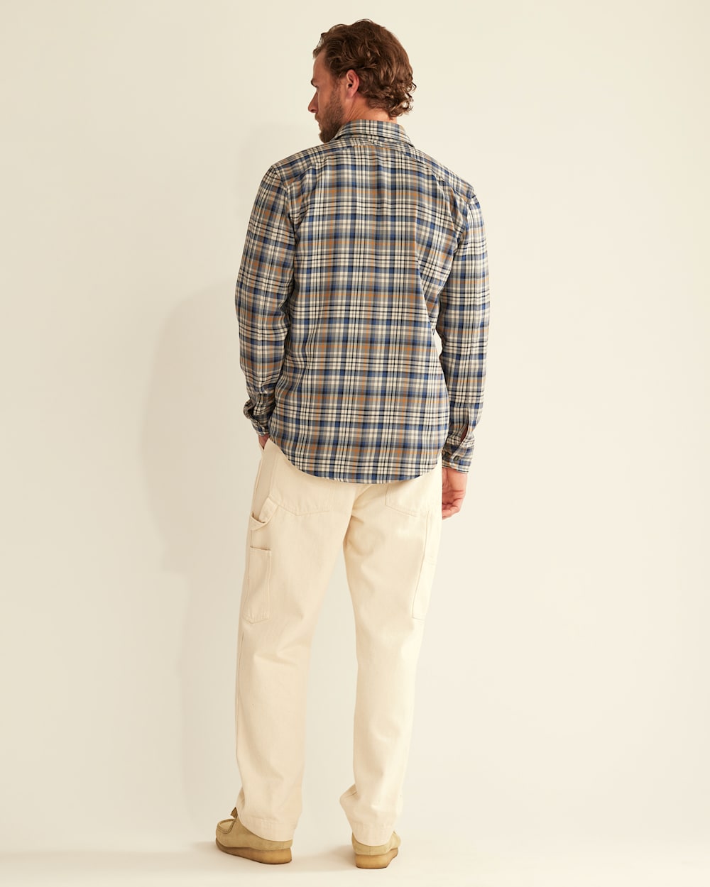 ALTERNATE VIEW OF MEN'S HARRISON MERINO SHIRT IN NAVY/GREY PLAID image number 3