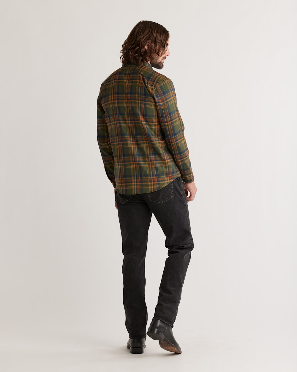 ALTERNATE VIEW OF MEN'S HARRISON MERINO SHIRT IN GREEN/GOLD PLAID image number 3