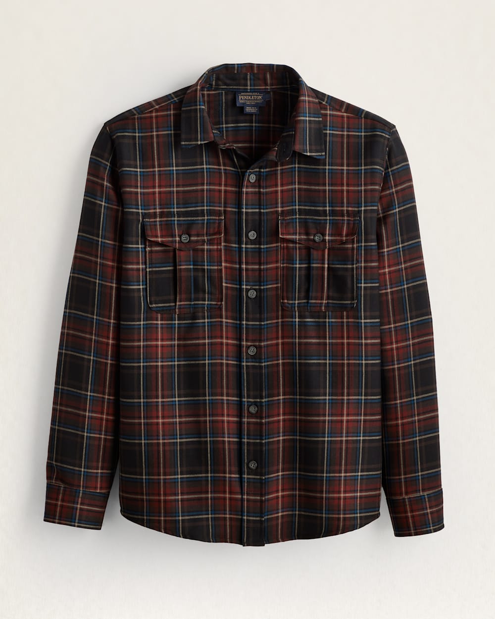 MEN'S PLAID HARRISON MERINO SHIRT IN BLACK/RED PLAID image number 1