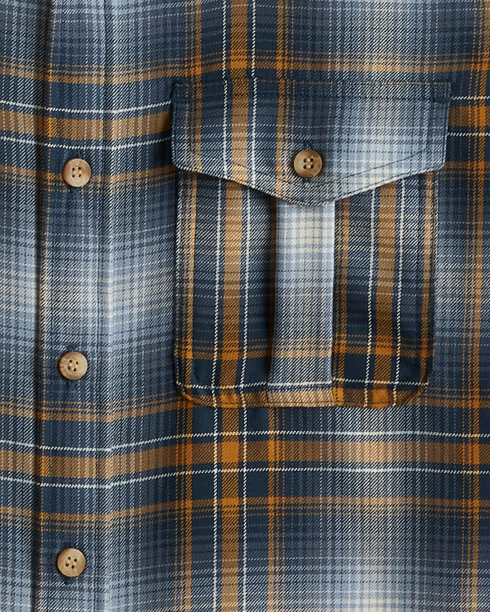 ALTERNATE VIEW OF MEN'S PLAID HARRISON MERINO SHIRT IN NAVY/GOLD OMBRE image number 2