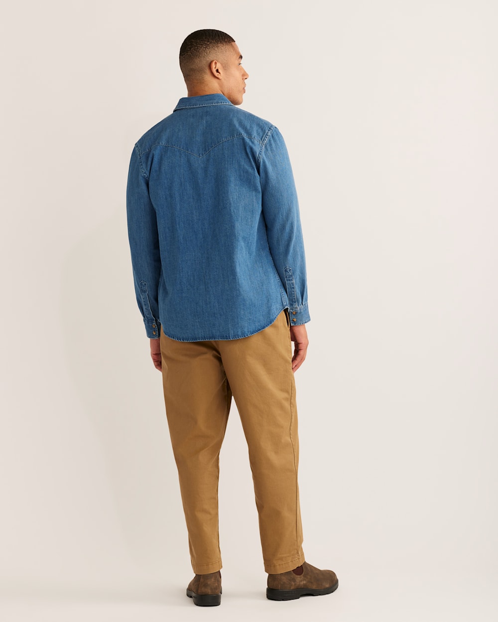 ALTERNATE VIEW OF MEN'S WYATT SNAP-FRONT DENIM SHIRT IN MEDIUM INDIGO image number 3