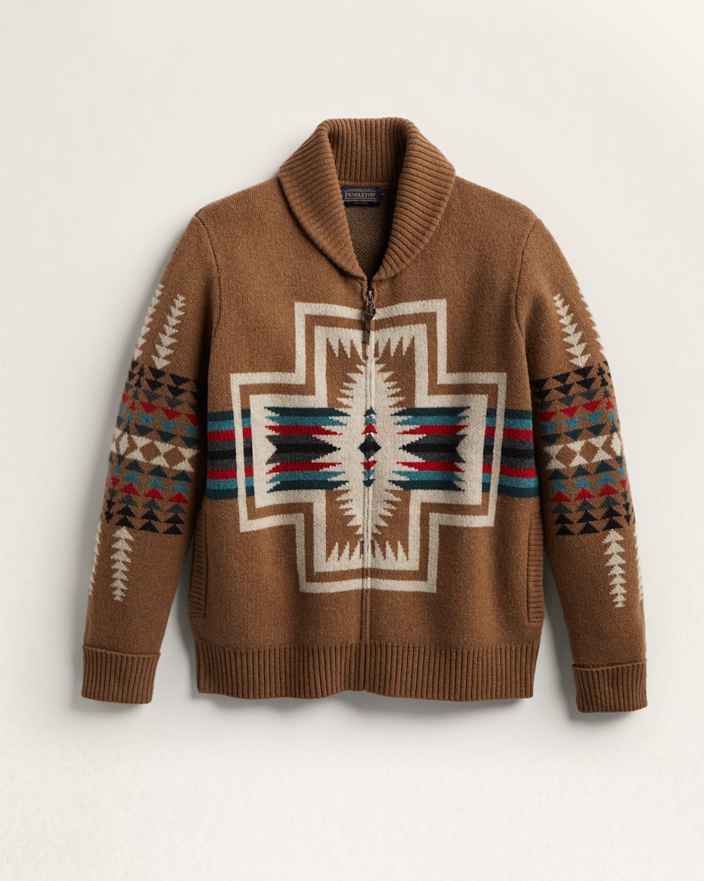 MEN'S HARDING ZIP LAMBSWOOL CARDIGAN IN TAUPE image number 1