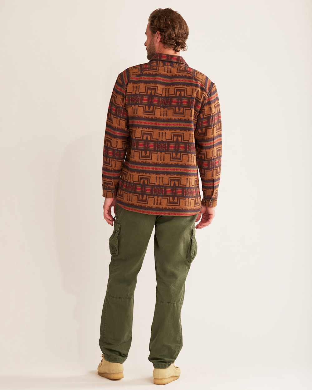 ALTERNATE VIEW OF MEN'S DOUBLESOFT DRIFTWOOD SHIRT IN HARDING GOLD/NAVY image number 3