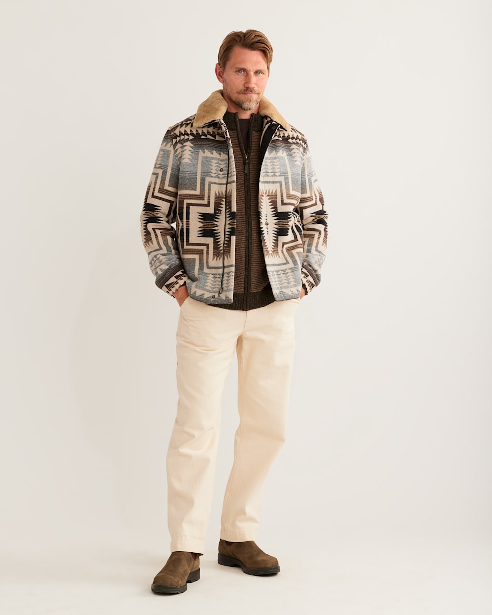 MEN'S SILVERTON SHEARLING-COLLAR WOOL COAT IN GREY HARDING image number 1