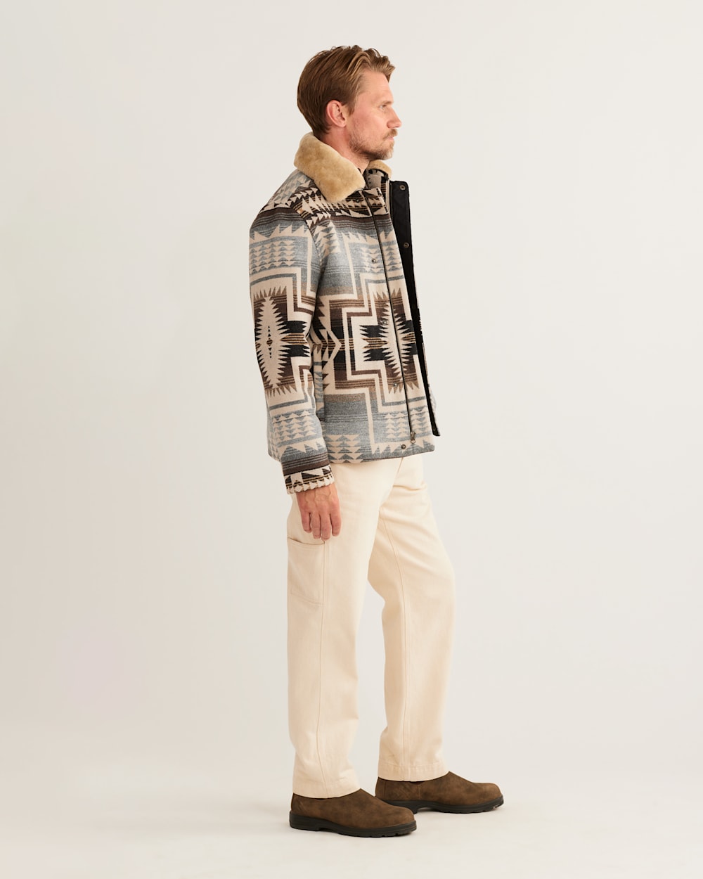 ALTERNATE VIEW OF MEN'S SILVERTON SHEARLING-COLLAR WOOL COAT IN GREY HARDING image number 2