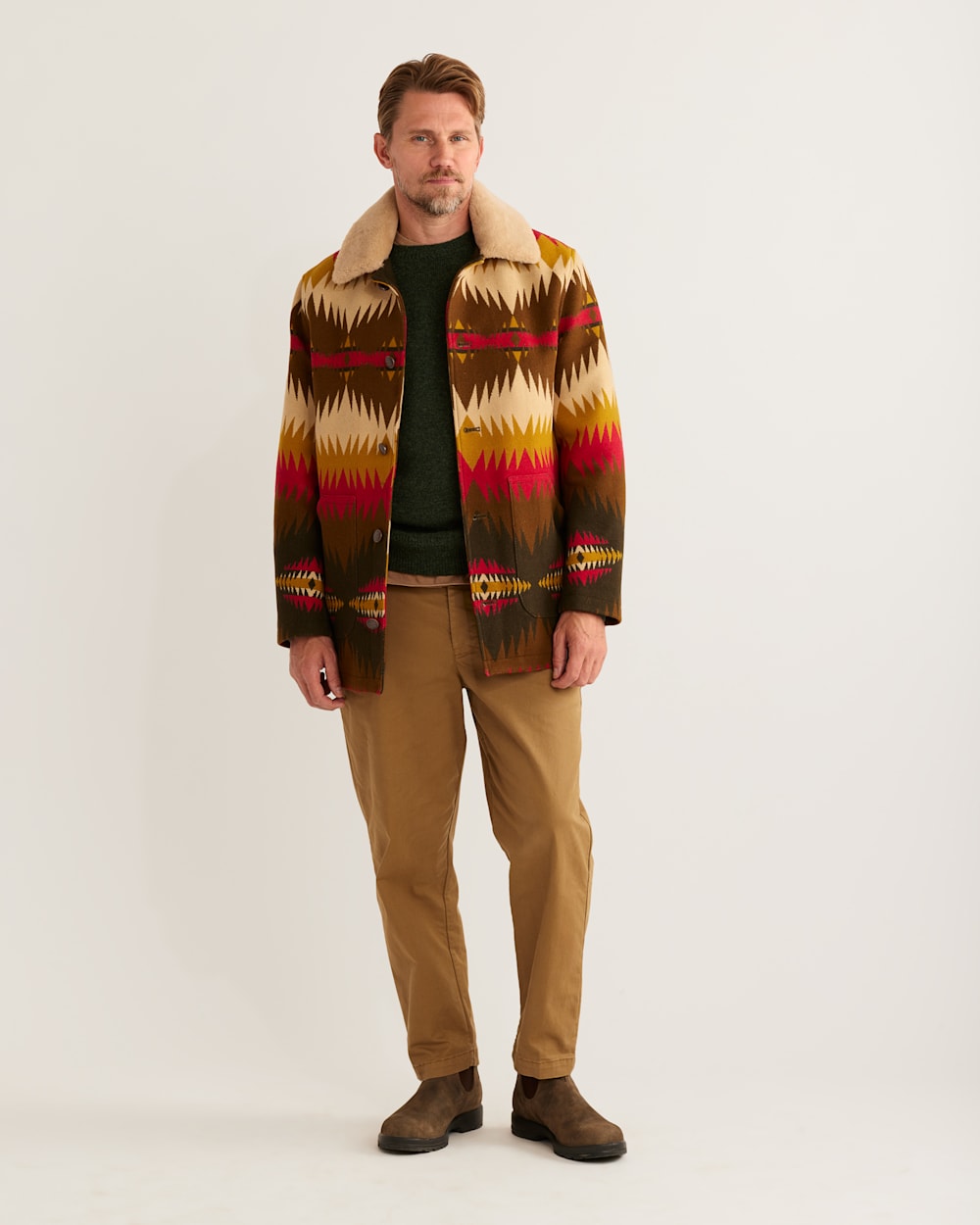 MEN S BROWNSVILLE SHEARLING COLLAR WOOL COAT Pendleton