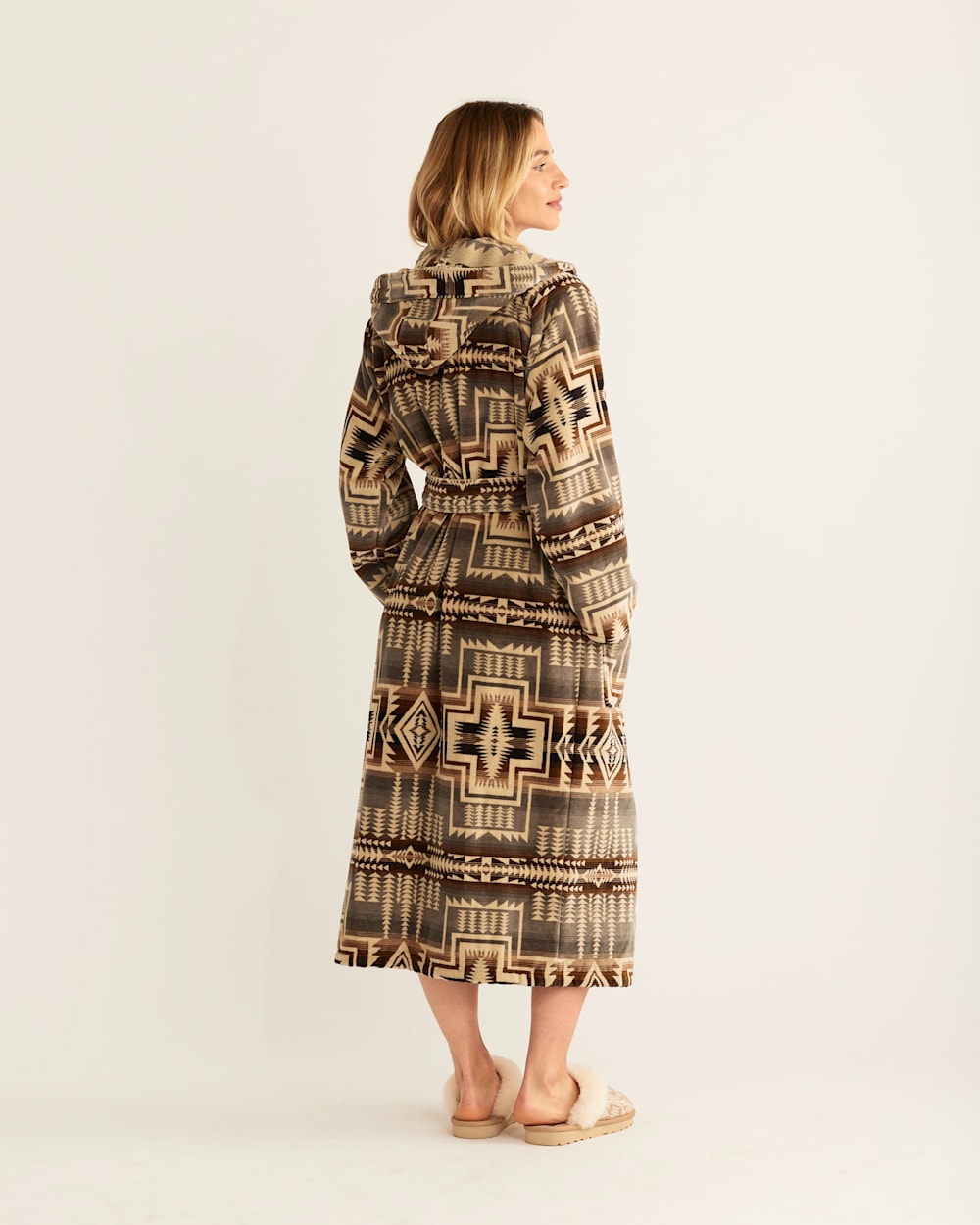 ALTERNATE VIEW OF UNISEX COTTON TERRY VELOUR ROBE IN GREY HARDING STAR image number 3