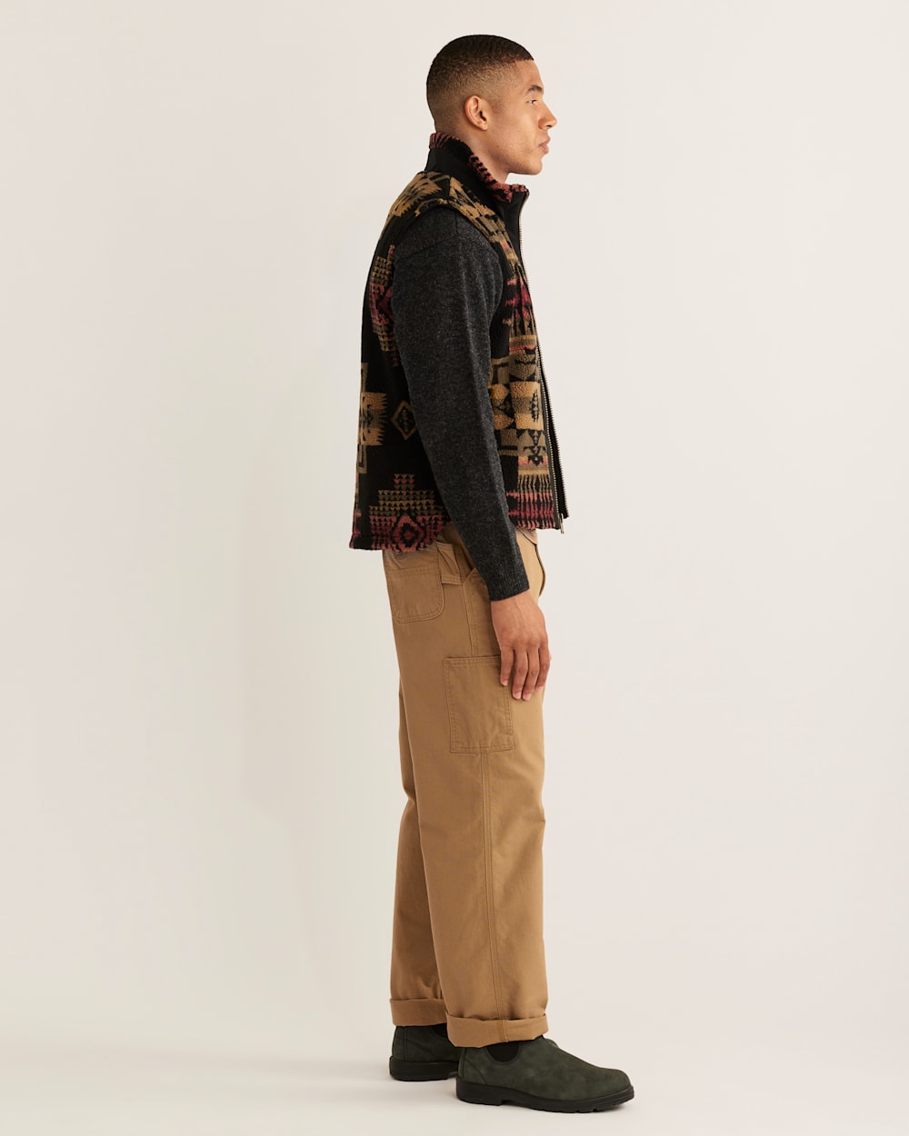 ALTERNATE VIEW OF MEN'S RIDGELINE BERBER FLEECE VEST IN BLACK/OLIVE CHIEF JOSEPH image number 2