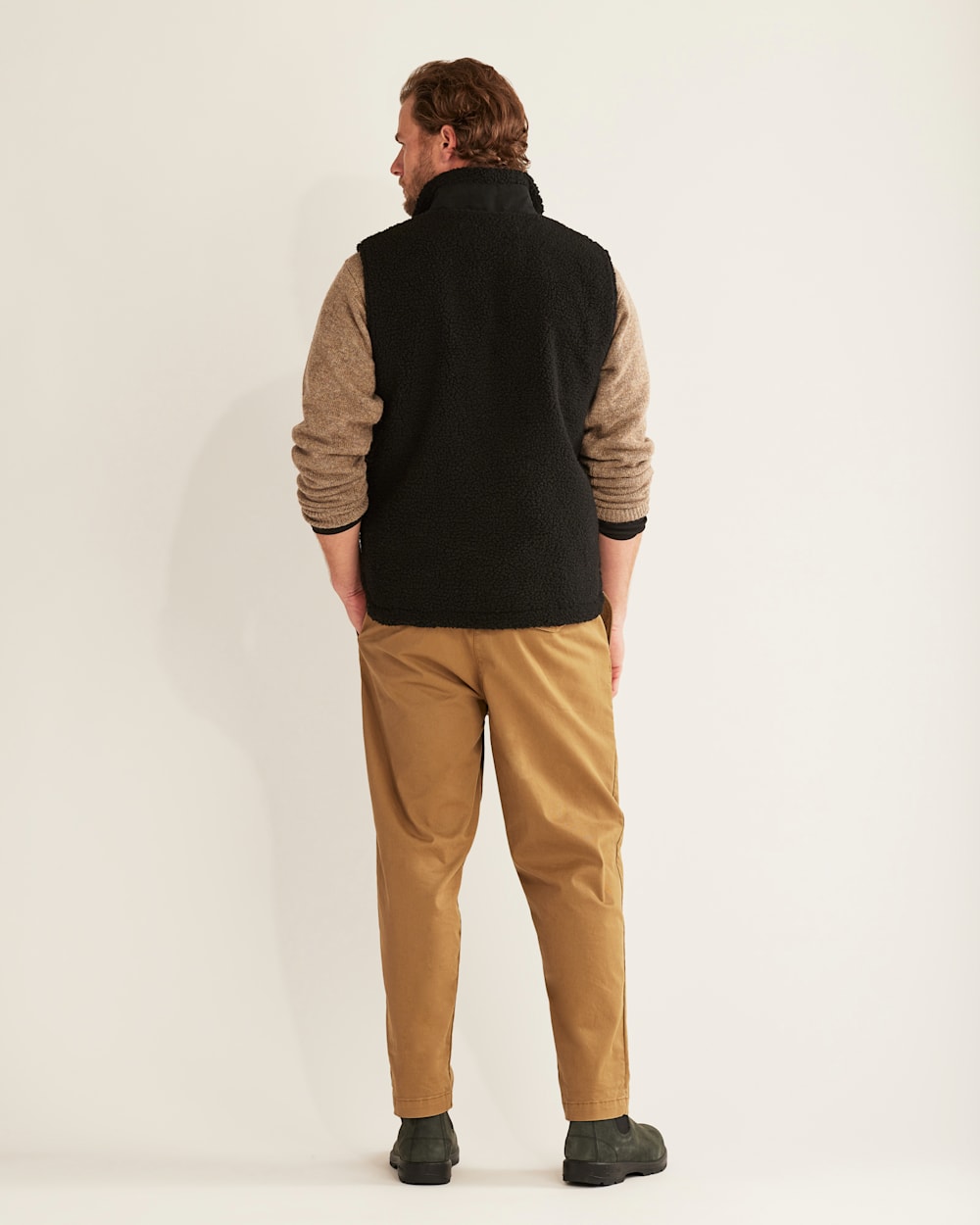 ALTERNATE VIEW OF MEN'S RIDGELINE BERBER FLEECE VEST IN OLIVE CAMP STRIPE image number 3