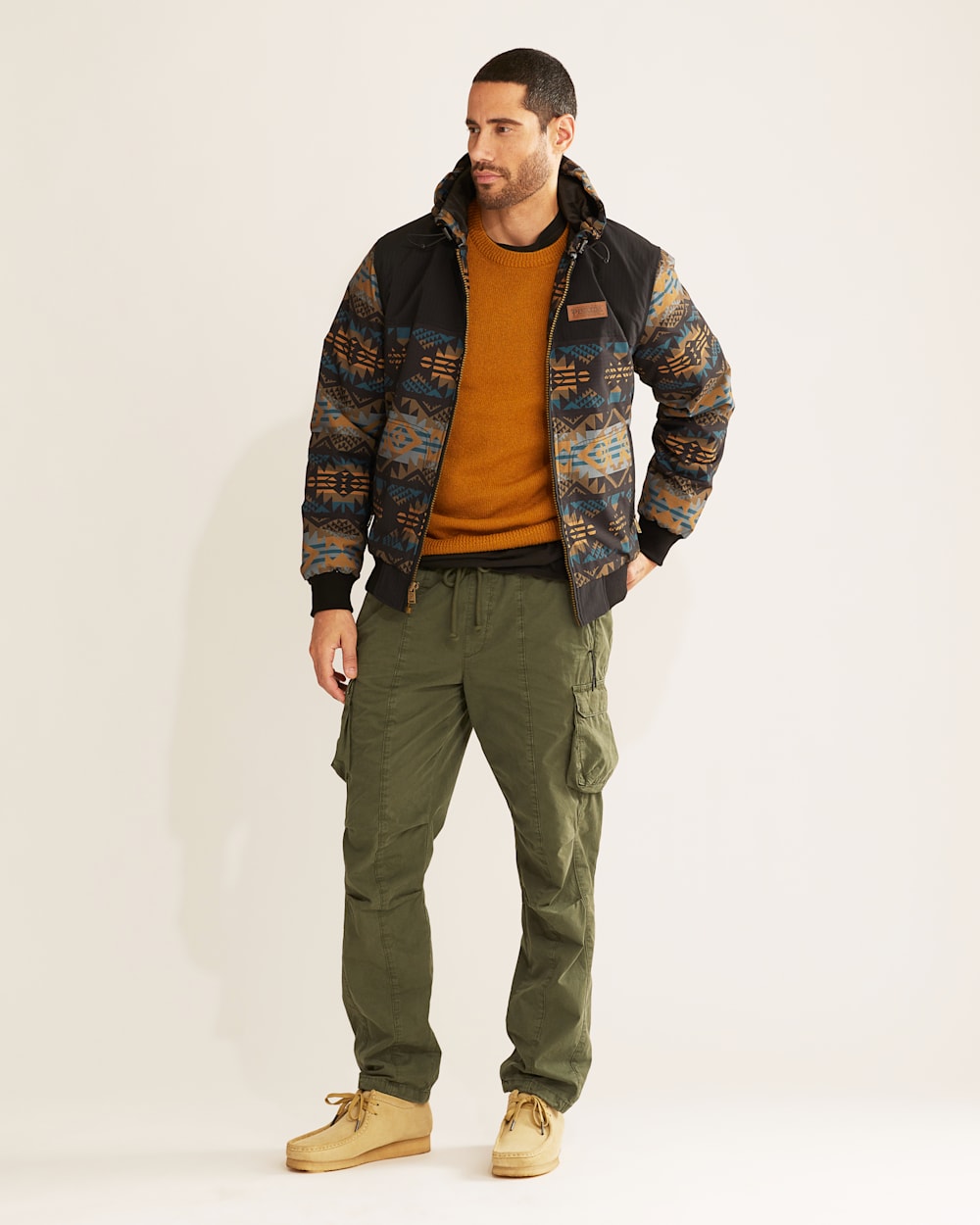 MEN'S BOW PASS HOODED JACKET IN BLACK/BLUE JOURNEY WEST image number 1