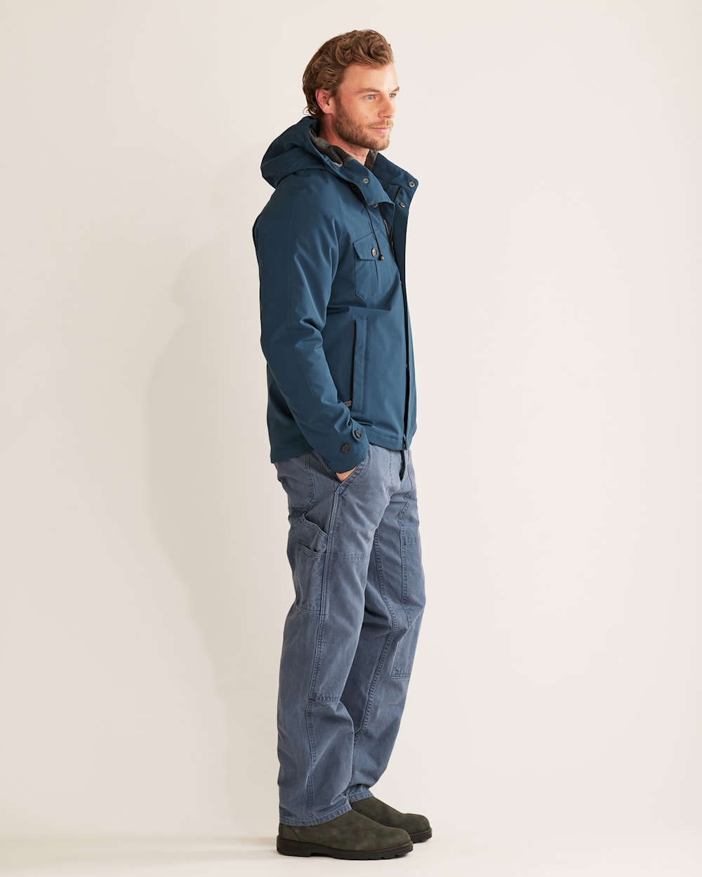 ALTERNATE VIEW OF MEN'S DEPOE BAY HOODED RAIN JACKET IN MOROCCAN BLUE image number 2