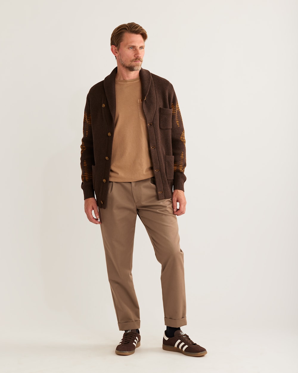 MEN'S HARDING COTTON CARDIGAN IN BROWN image number 1