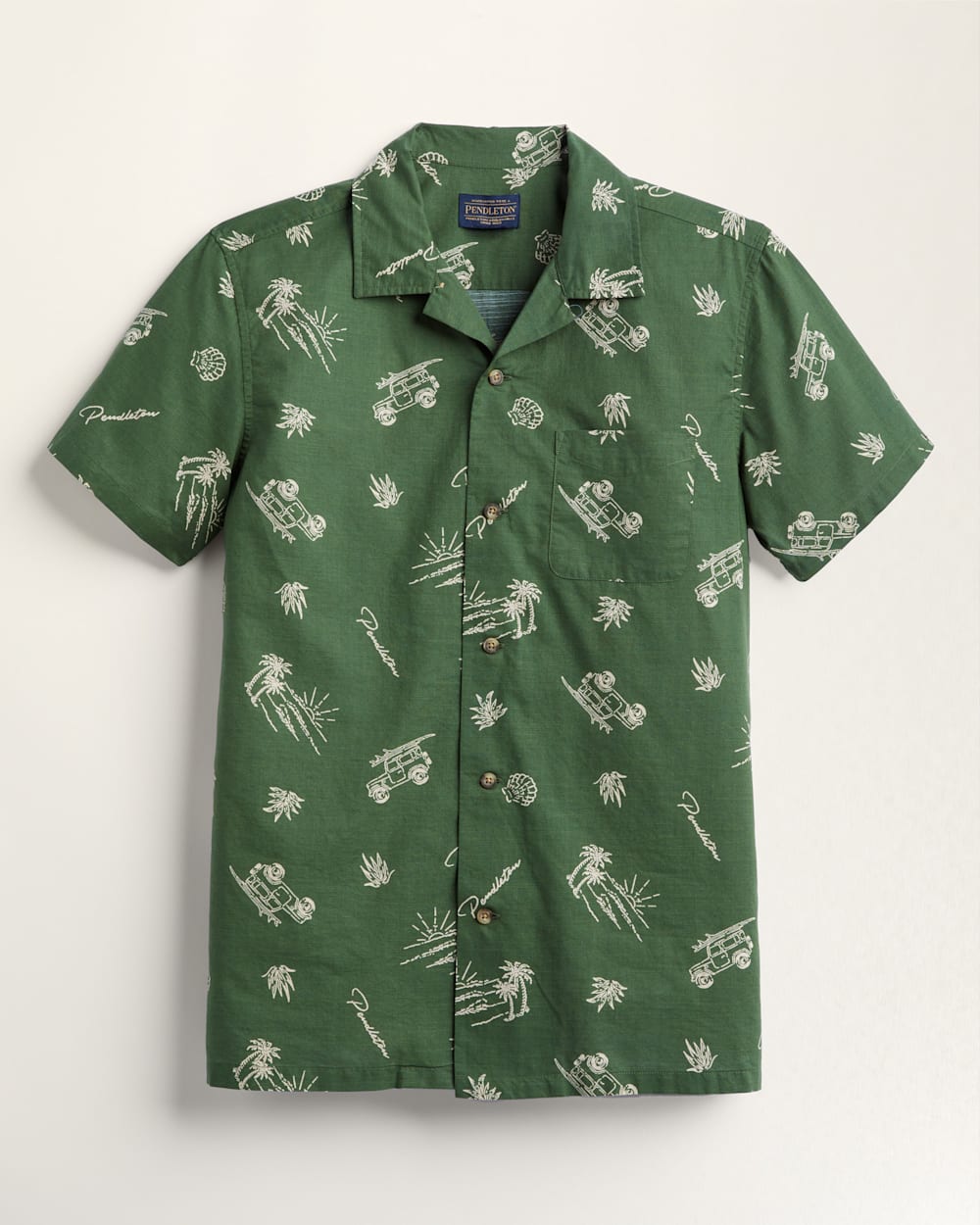 MEN'S SHORT-SLEEVE ALOHA SHIRT IN OLIVE DUNE RIDER image number 1