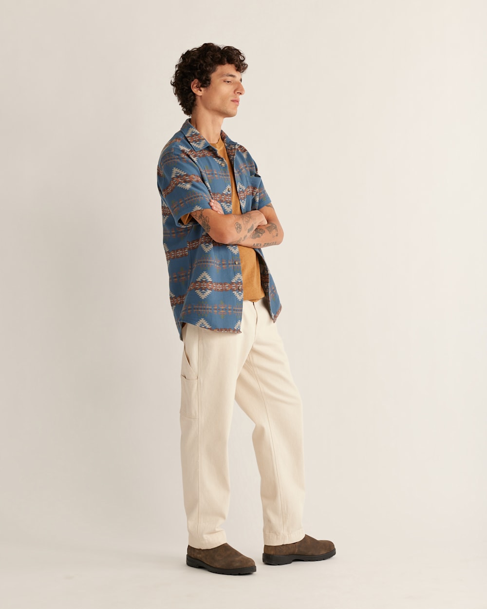 ALTERNATE VIEW OF MEN'S SHORT-SLEEVE GATEWAY COTTON SHIRT IN BLUE RANCHO ARROYO image number 2