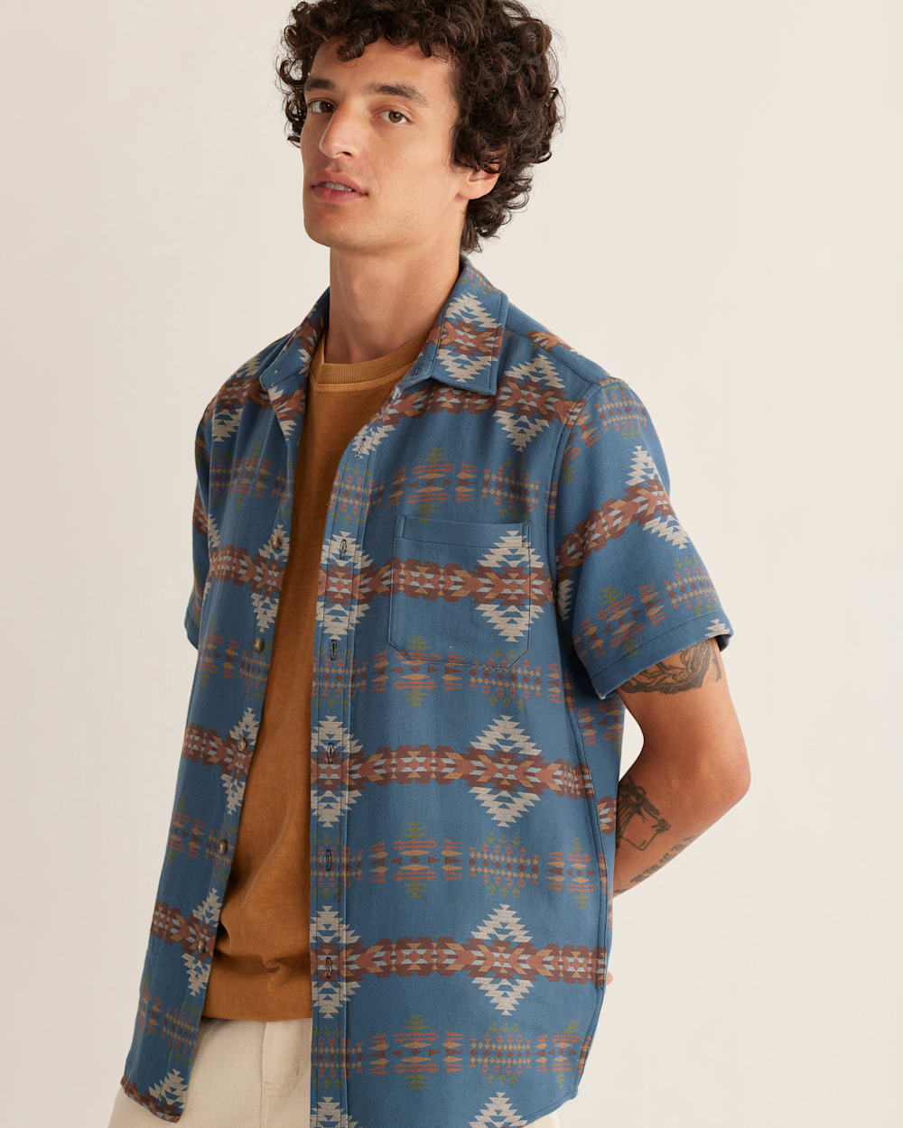 MEN'S SHORT-SLEEVE GATEWAY COTTON SHIRT IN BLUE RANCHO ARROYO image number 1