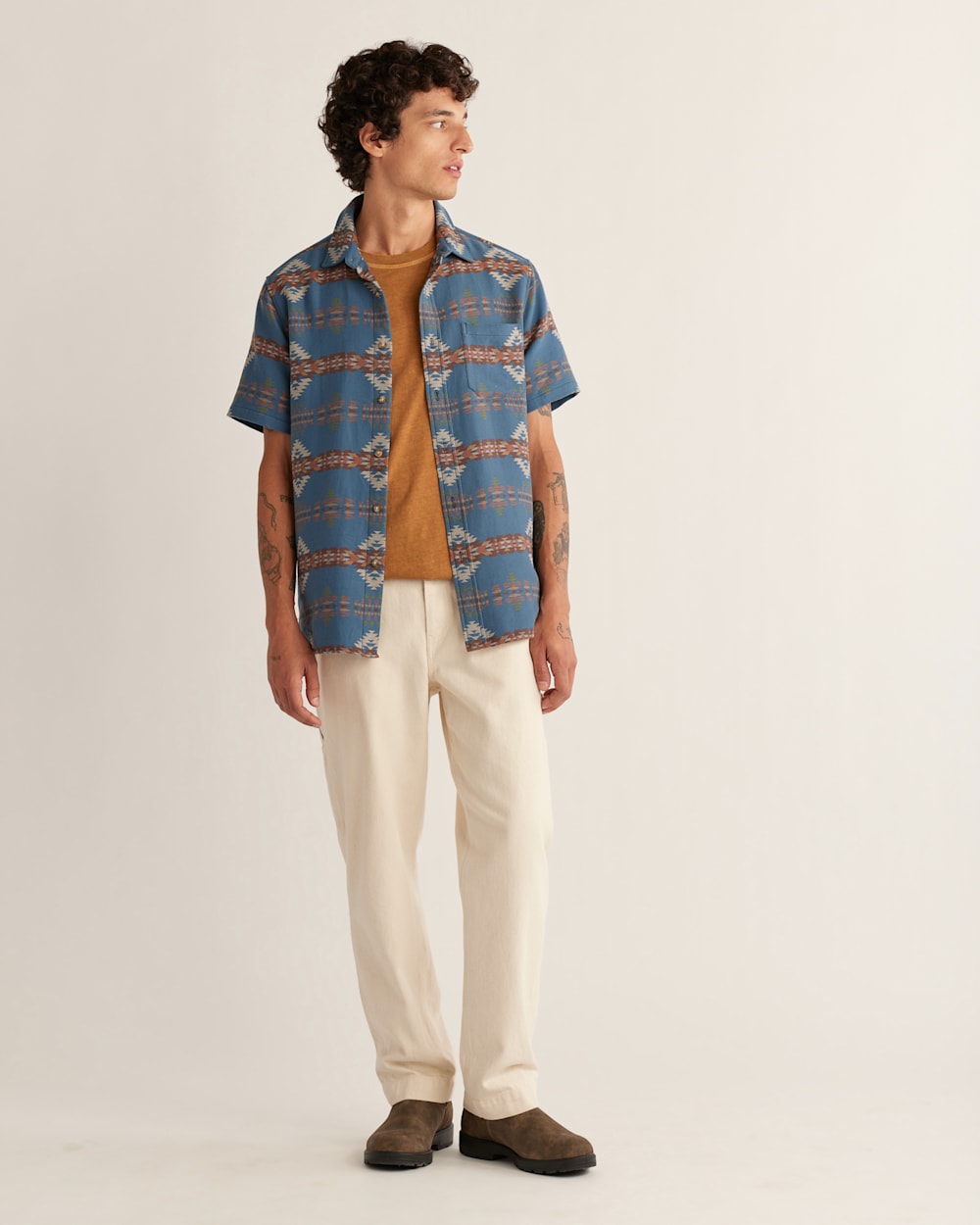 ALTERNATE VIEW OF MEN'S SHORT-SLEEVE GATEWAY COTTON SHIRT IN BLUE RANCHO ARROYO image number 5