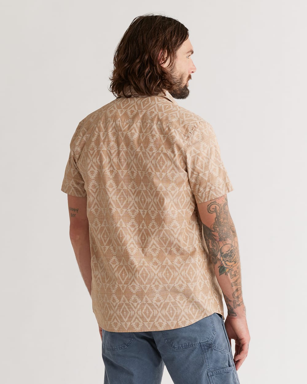 ALTERNATE VIEW OF MEN'S SHORT-SLEEVE DEACON CHAMBRAY SHIRT IN BROWN image number 3
