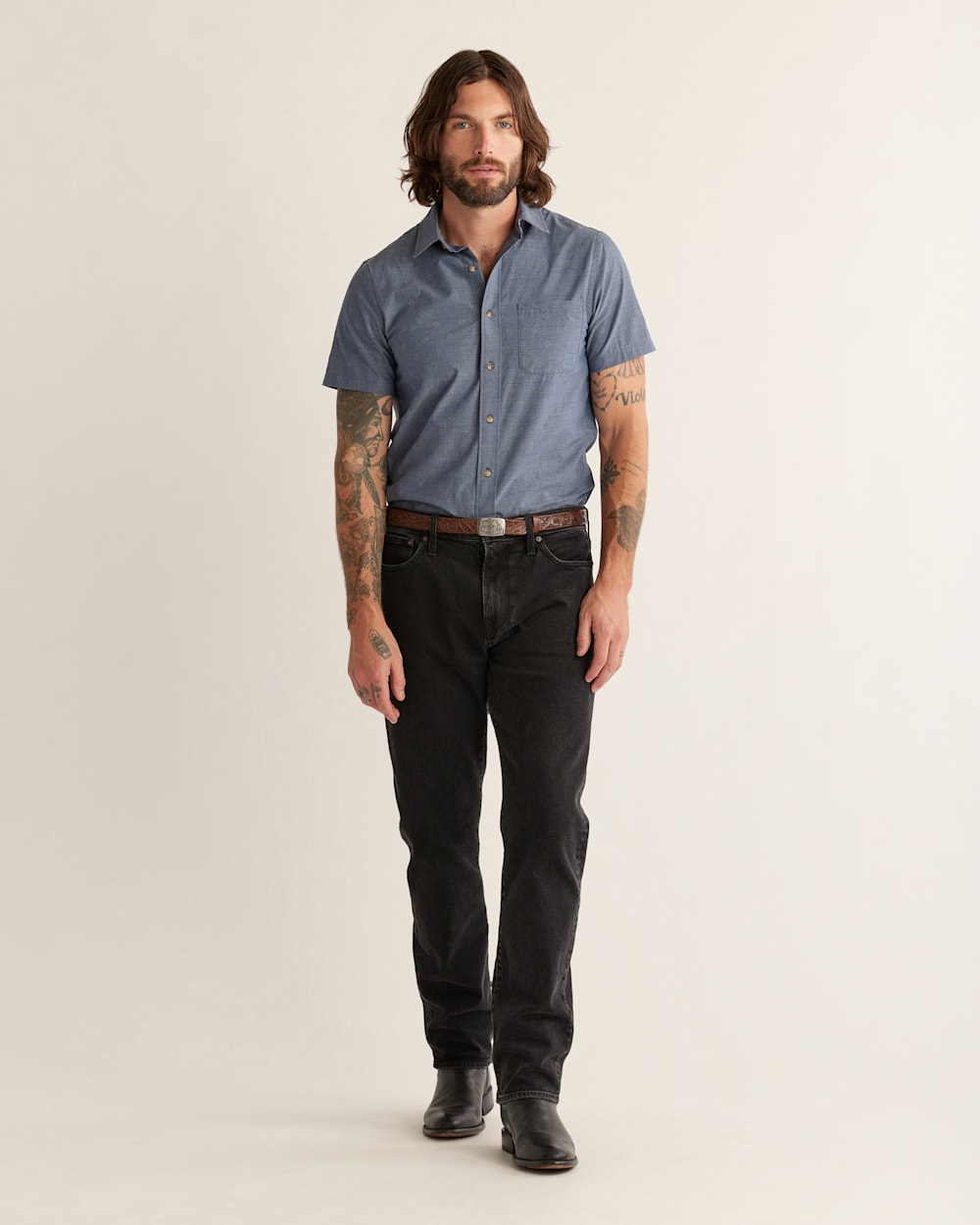 MEN'S COLFAX DIAMOND DOBBY COTTON SHIRT IN DARK INDIGO image number 1