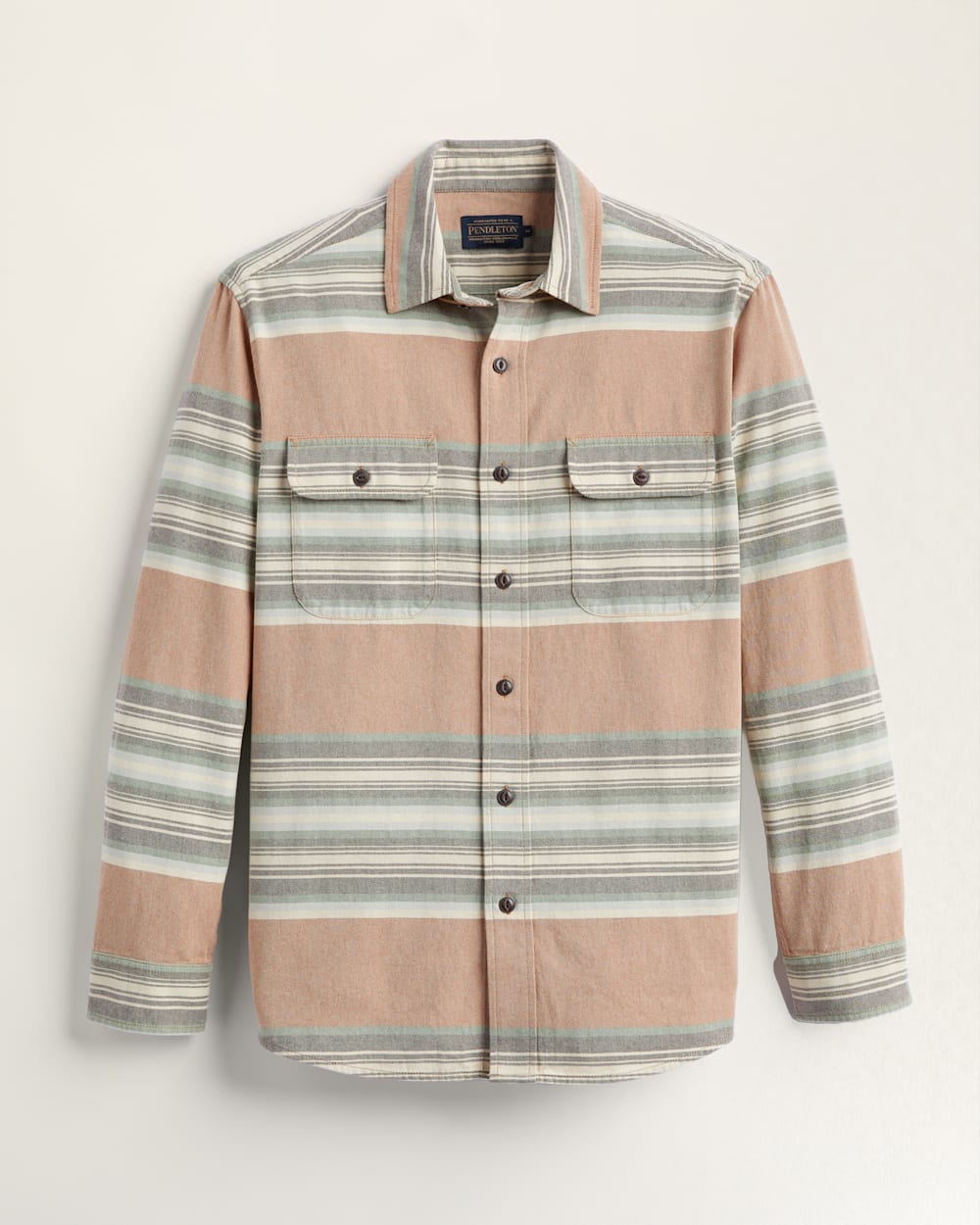 MEN'S STRIPED BEACH SHACK COTTON SHIRT IN MOCHA image number 1