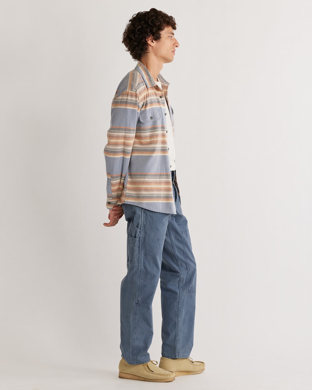 ALTERNATE VIEW OF MEN'S STRIPED BEACH SHACK COTTON SHIRT IN INDIGO image number 2