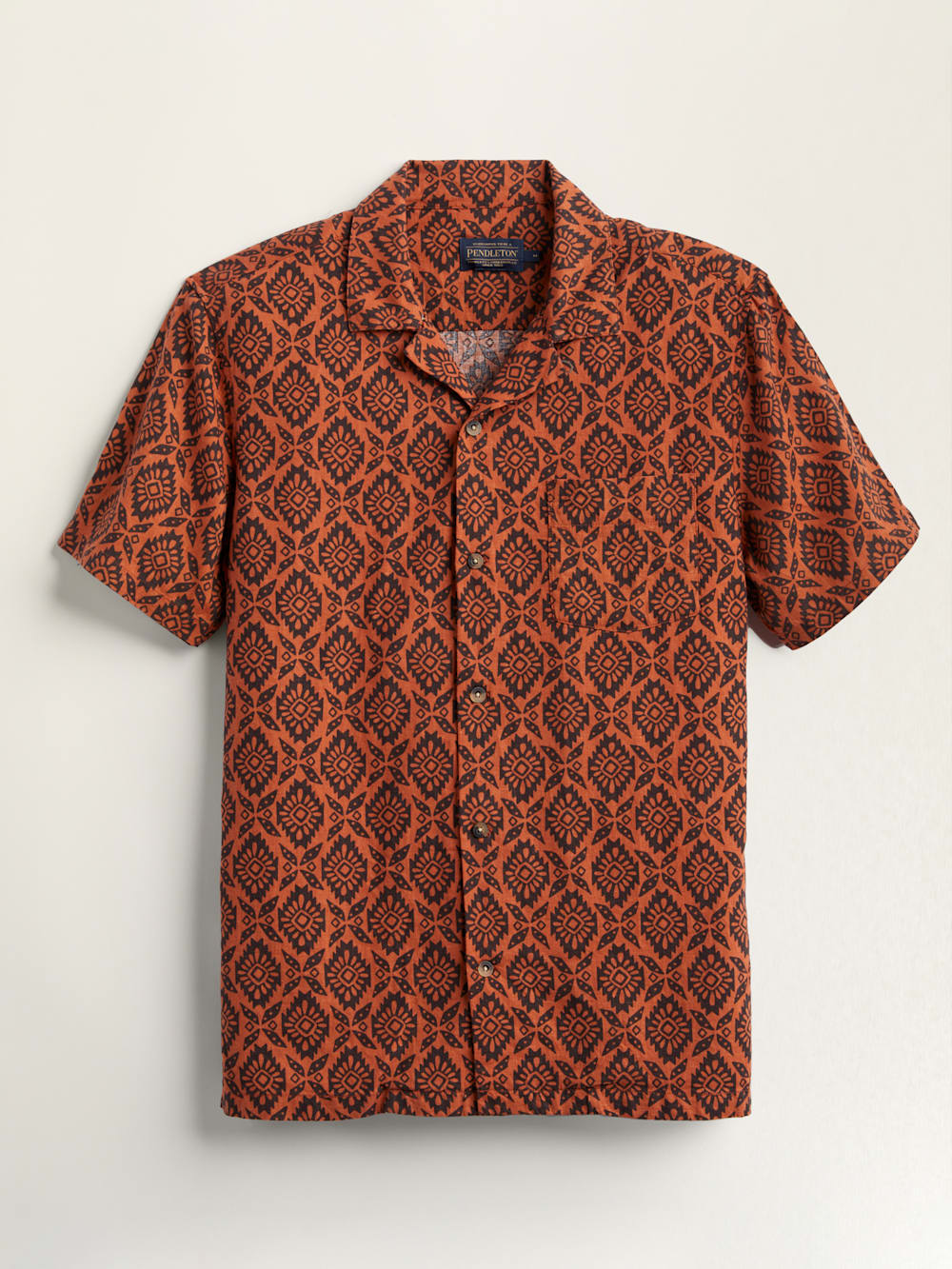 MEN'S SHORT-SLEEVE LINEN CAMP SHIRT IN RED SPICE MEDALLION image number 1