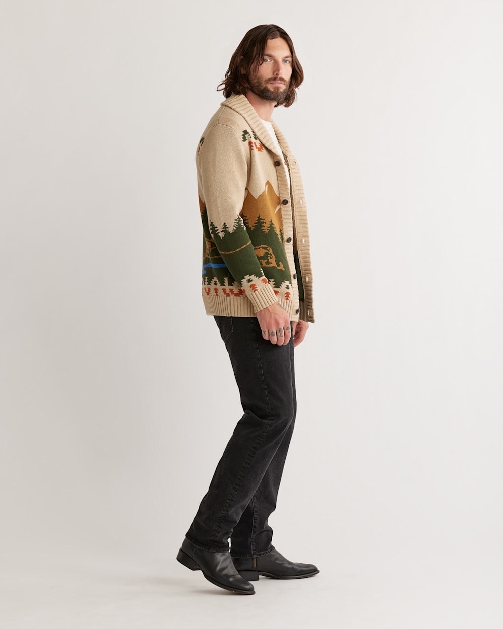 domirica Mens Long Hooded Western Cardigan Oversized Sweater
