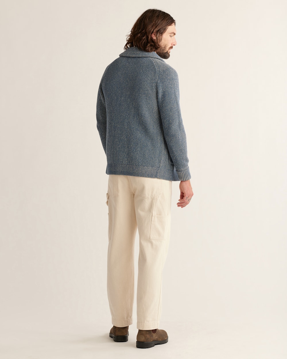 ALTERNATE VIEW OF MEN'S CLIFTON COTTON CARDIGAN IN BLUE HEATHER image number 3