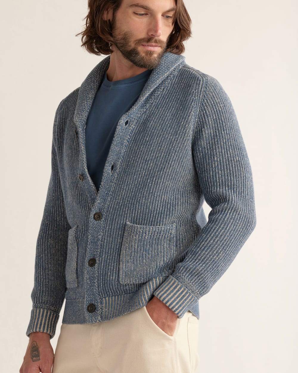 Mens cotton cardigans with pockets sale