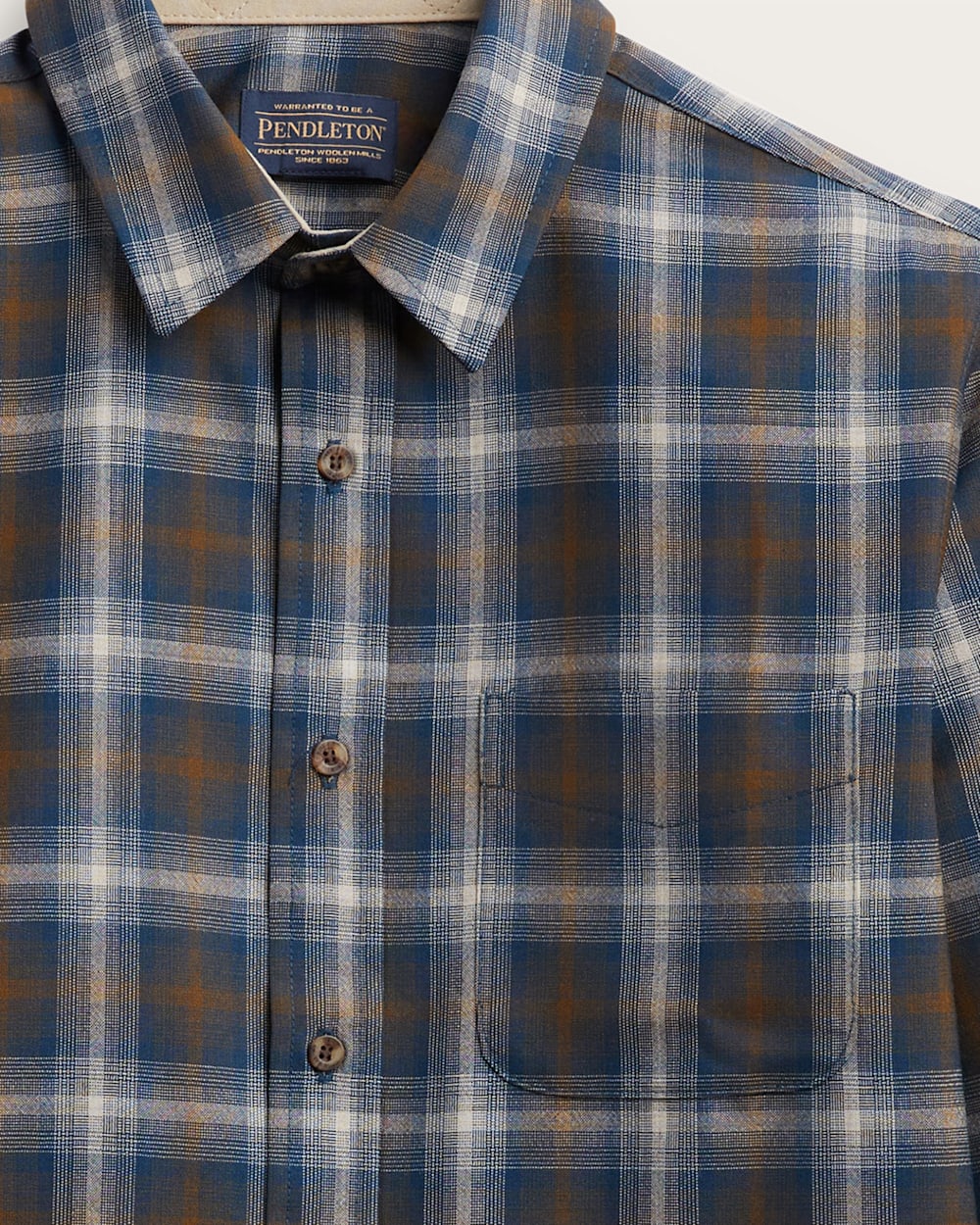 ALTERNATE VIEW OF MEN'S LODGE MERINO SHIRT IN BLUE/BROWN/TAN PLAID image number 3