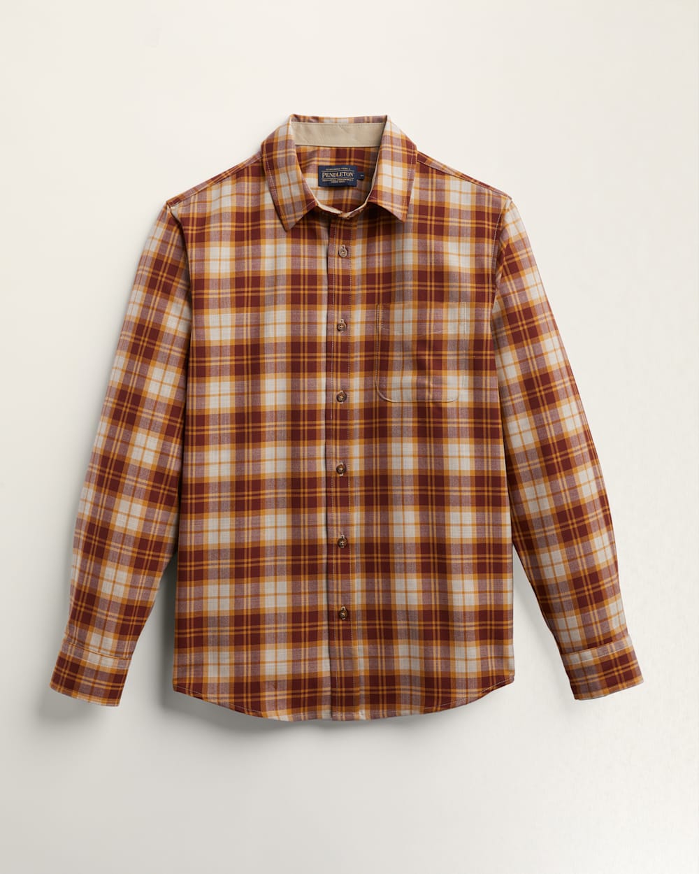 MEN'S LODGE MERINO SHIRT IN COPPER/TAN MIX PLAID image number 1