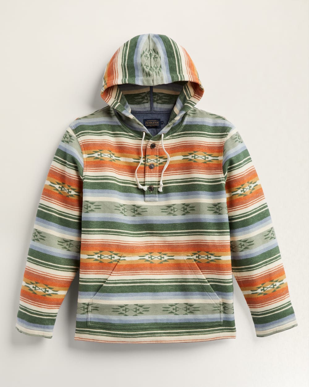 MEN'S DOUBLESOFT DRIFTWOOD HOODIE IN ADOBE/GREEN STRIPE image number 1