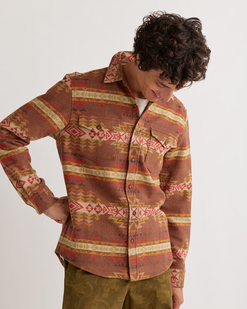 ALTERNATE VIEW OF MEN'S LA PINE WOOL OVERSHIRT IN BROWN MULTI HIGHLAND PEAK image number 4