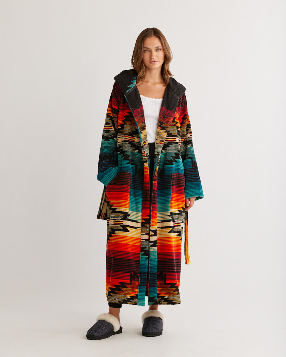 ALTERNATE VIEW OF UNISEX COTTON TERRY VELOUR ROBE IN SALTILLO SUNSET image number 5