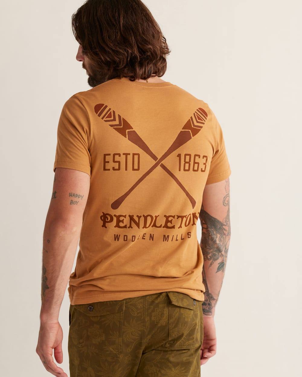 ALTERNATE VIEW OF MEN'S PADDLE GRAPHIC TEE IN TOAST/BROWN image number 2